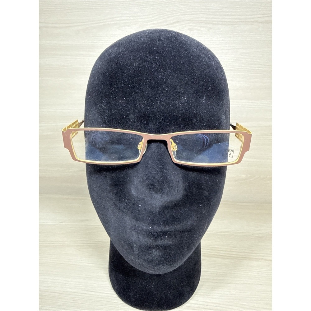 Menizzi Eyeglass Frames M2024 Yellow‎ Brown Full Rim Eyeglasses Frame 47/18/135